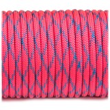 Paracord Type III 550, pink with blue X #358